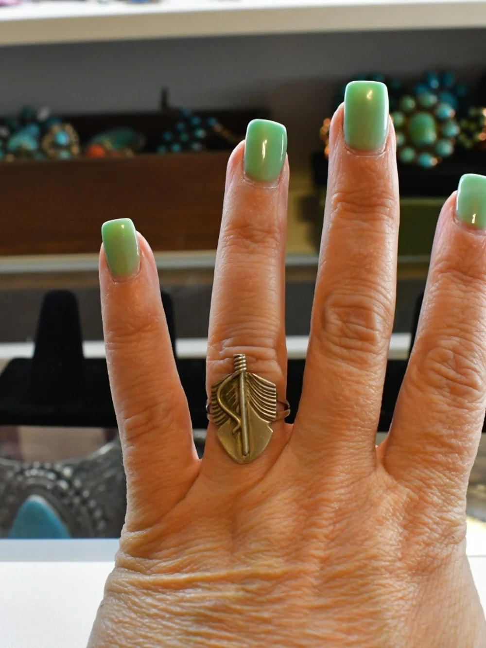 Native Feather Ring Sz 6.5 - Picture 3 of 3